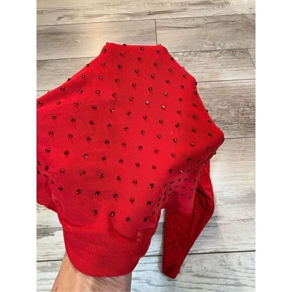 No Boundaries Rhinestone Studded Mesh Top with Long-Sleeves Red NWT Size XXS - Picture 11 of 12